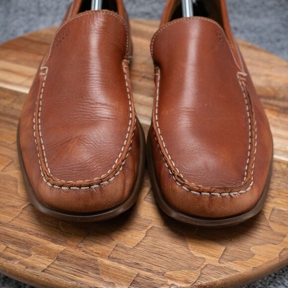 Ecco Brown Leather Slip On Driving Moc Loafers Men’s Eu 44 US 10 Classic - Picture 3 of 7